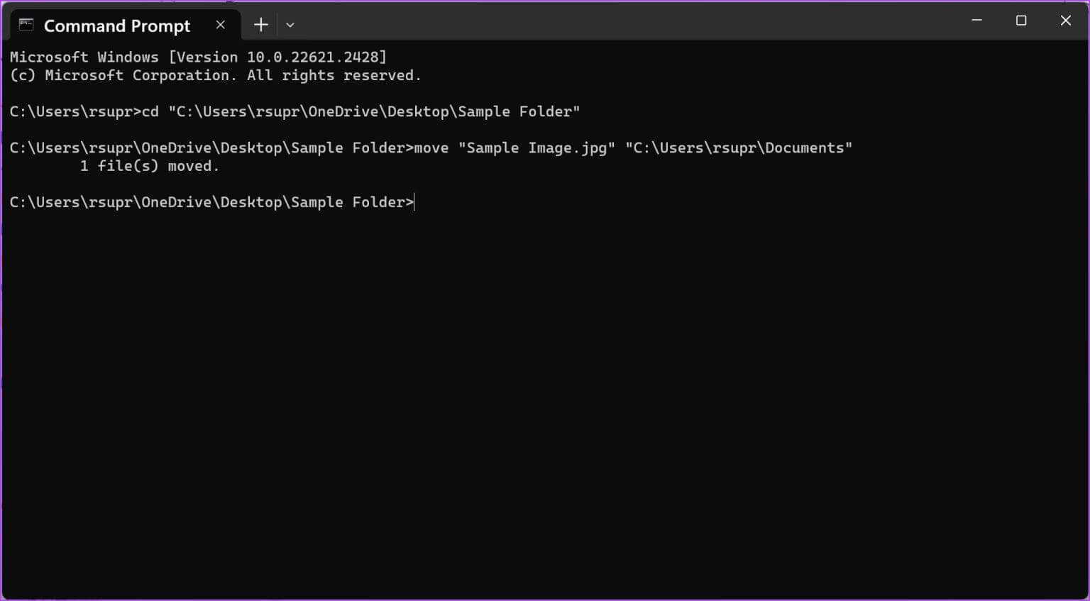 Move-File-Using-CMD-1-1536x847-1 كيفية فتح الملفات والمجلدات في CMD على Windows