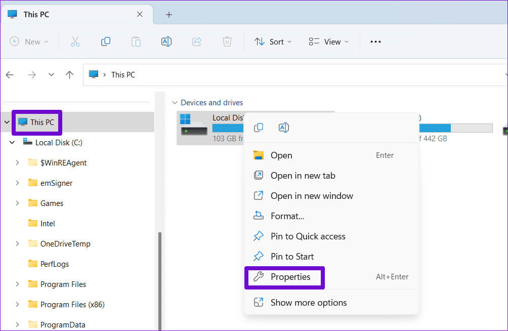 Open-Drive-Properties-2 أفضل 7 إصلاحات لخطأ "الامتياز المطلوب لا يحتفظ به العميل" على Windows