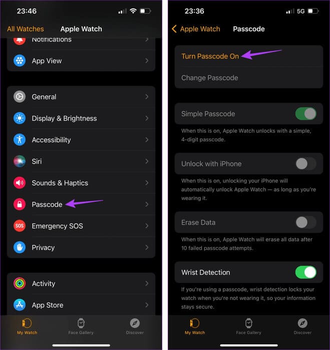 Open-iPhone-Passcode-settings-1445x1536-1 كيفية تعيين أو تغيير رمز مرور Apple Watch
