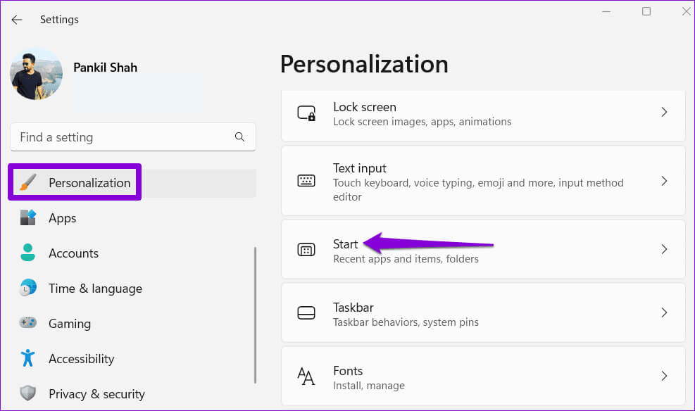 Personalization-Settings-on-Windows-2 كيفية إزالة الملفات الأخيرة من الوصول السريع في Windows 11
