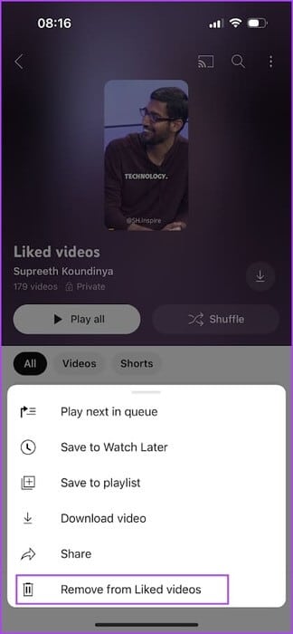 Remove-From-Liked-Videos كيفية مشاهدة مقاطع فيديو YouTube التي أعجبتك على جهاز الكمبيوتر والهاتف المحمول