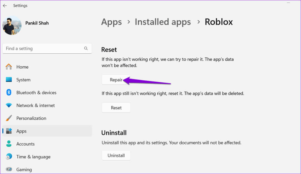 Repair-Roblox-on-Windows-1024x591-1 أفضل 10 إصلاحات لعدم تشغيل Roblox على Windows