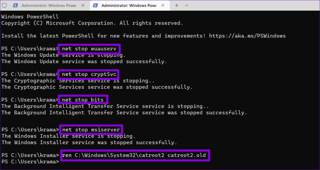 Reset-Catroot2-Folder-1024x544-1 أفضل 9 إصلاحات لخطأ "شيء ما لم يسير كما هو مخطط له" في Windows 11