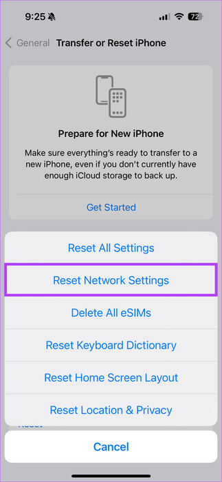 Reset-Network-Settings-6 10 طرق لإصلاح خطأ فشل الاتصال على Apple Watch