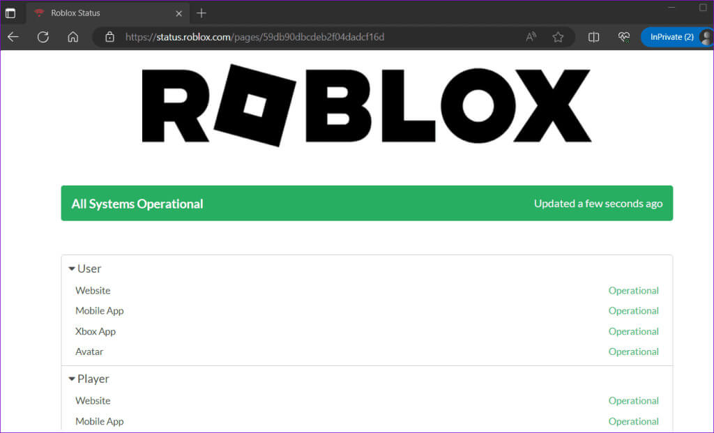 Roblox-Server-Status-Page-1024x621-1 أفضل 7 إصلاحات لعدم تحديث Roblox على Windows