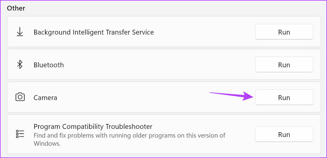 Run-Camera-troubleshooter 9 طرق لإصلاح إظهار الكاميرا لشاشة سوداء على Windows 11