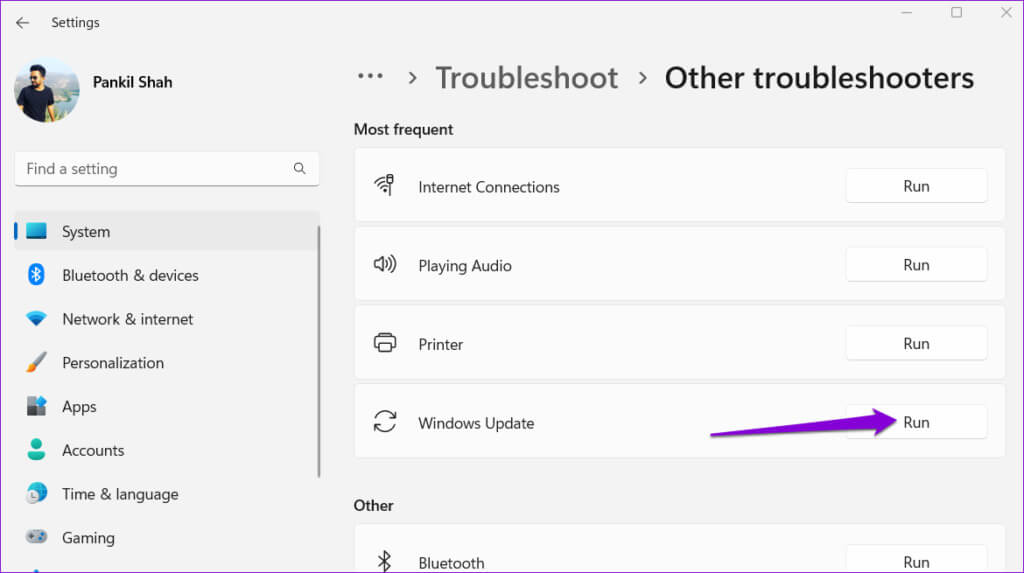 Run-the-Windows-Update-Troubleshooter-1024x573-1 أفضل 9 إصلاحات لخطأ "شيء ما لم يسير كما هو مخطط له" في Windows 11