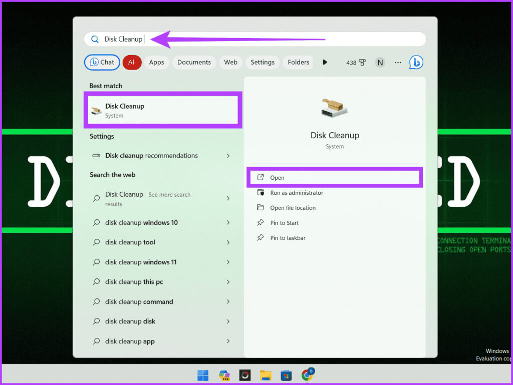 Search-for-Disk-Cleanup-and-open-it-1024x769-1 كيفية إزالة الملفات غير المرغوب فيها من Windows