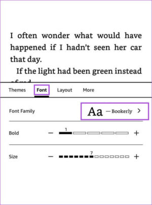 Select-Font-Family-on-Kindle-759x1024-1-e1701627924152 كيفية تغيير حجم الخط على أي قارئ Kindle