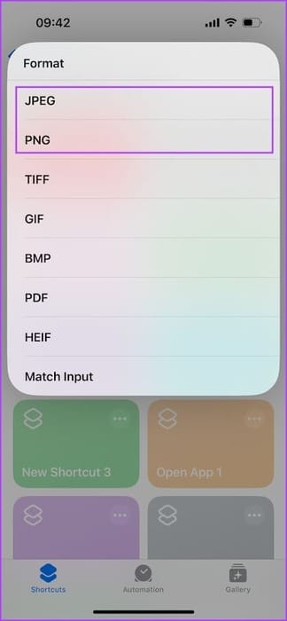 Select-Output-Format كيفية تحويل صور WEBP إلى JPG/PNG على iPhone