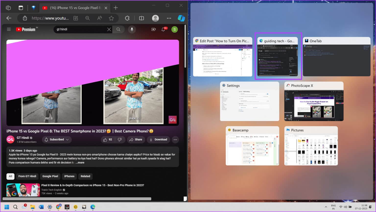 Select-Second-Window-1536x865-1 كيفية تشغيل صورة داخل صورة على Microsoft Edge