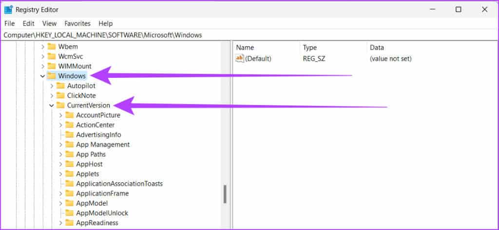 Select-Windows-and-CurrentVersion-1024x473-1 كيفية إزالة أسهم الاختصارات في Windows 10/11