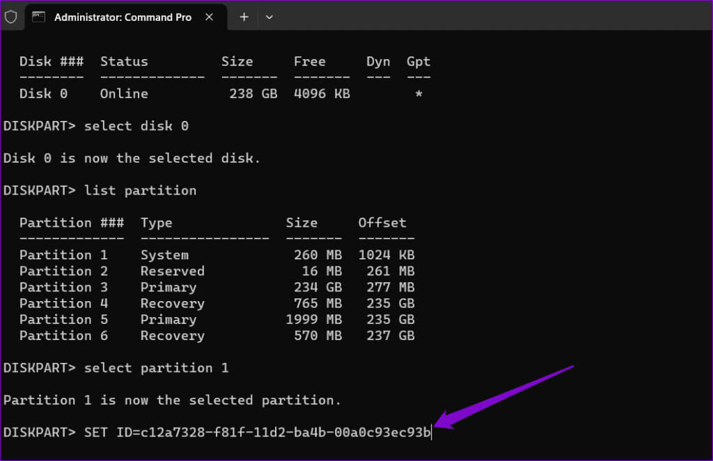 Set-Correct-ID-for-System-Partition-1024x663-1 أفضل 9 إصلاحات لخطأ "شيء ما لم يسير كما هو مخطط له" في Windows 11