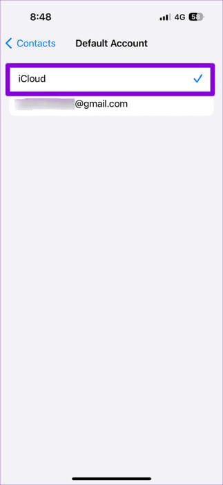 Set-iCloud-as-Default-Account-for-Contacts-on-iPhone-473x1024-1 أفضل 5 إصلاحات لعدم حفظ جهات الاتصال على iPhone