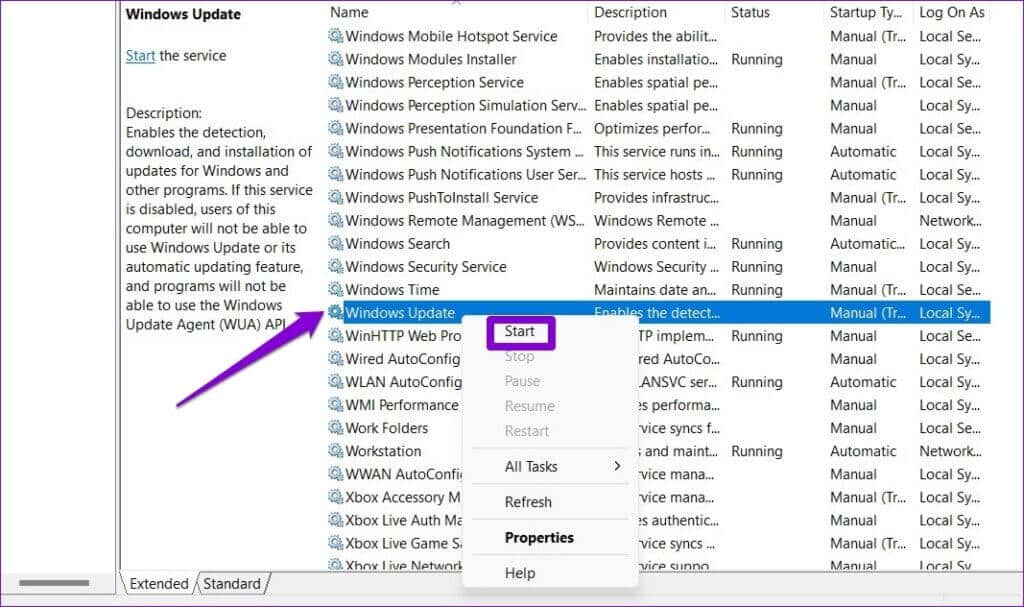 Start-Windows-Update-Service-1-1024x607-1 أفضل 9 إصلاحات لخطأ "شيء ما لم يسير كما هو مخطط له" في Windows 11