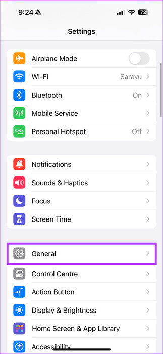 Tap-General-in-Settings-1 10 طرق لإصلاح خطأ فشل الاتصال على Apple Watch