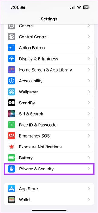 Tap-Privacy-Security 8 طرق لإصلاح عدم احتساب Apple Watch للخطوات بشكل صحيح