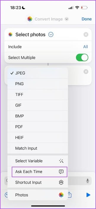 Tap-on-Ask-Each-Time كيفية تحويل صور WEBP إلى JPG/PNG على iPhone