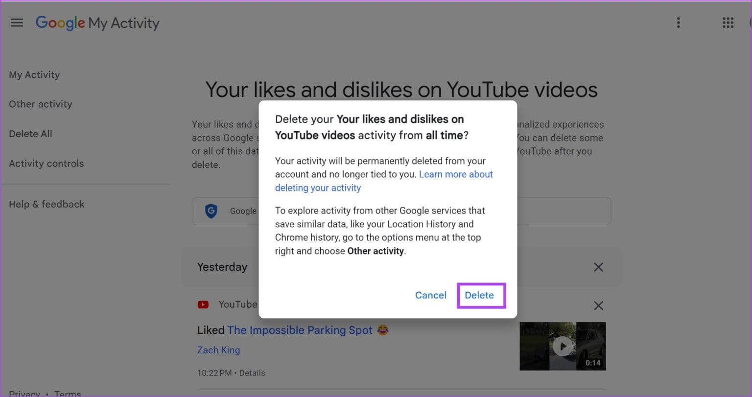 Tap-on-Delete-to-Confirm-1-1536x811-1 كيفية مشاهدة مقاطع فيديو YouTube التي أعجبتك على جهاز الكمبيوتر والهاتف المحمول