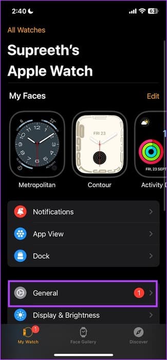 Tap-on-General-on-Watch-App كيفية تغيير اللغة على Apple Watch