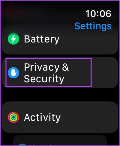 Tap-on-Privacy-and-Security-on-Apple-Watch 12 طريقة لإصلاح عدم عمل الميكروفون على Apple Watch