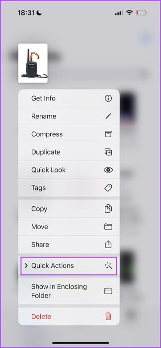 Tap-on-Quick-Actions كيفية تحويل صور WEBP إلى JPG/PNG على iPhone