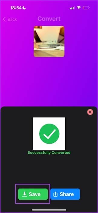 Tap-on-Save-Image كيفية تحويل صور WEBP إلى JPG/PNG على iPhone