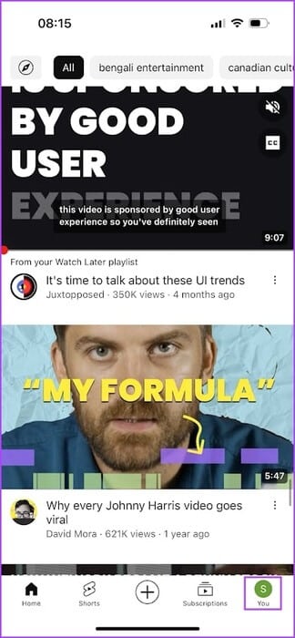 Tap-on-the-You-Tab كيفية مشاهدة مقاطع فيديو YouTube التي أعجبتك على جهاز الكمبيوتر والهاتف المحمول