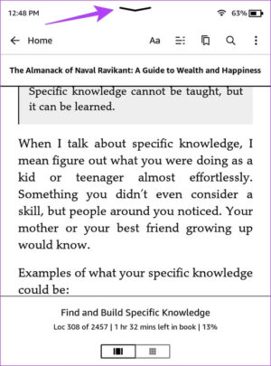 Tap-on-the-arrow-1-e1701628012956 كيفية تغيير حجم الخط على أي قارئ Kindle