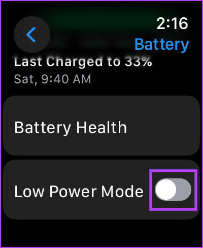 Turn-off-toggle-for-low-power-mode 12 طريقة لإصلاح عدم عمل الميكروفون على Apple Watch