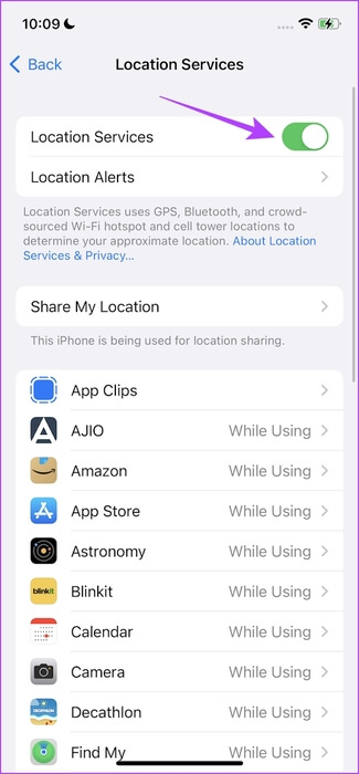 Turn-on-Toggle-for-Location-Services ما هي بيانات iPhone Analytics وكيفية تمكينها أو تعطيلها