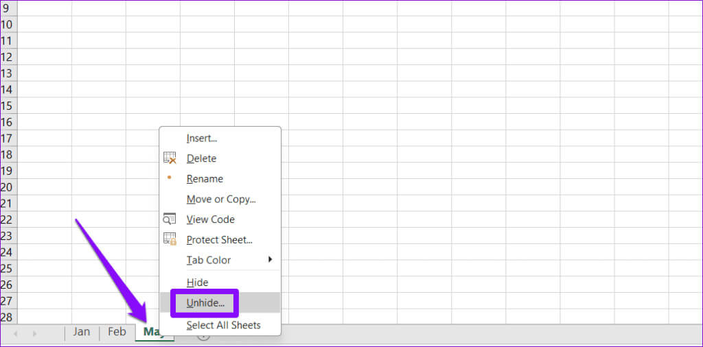 Unhide-Excel-Sheet-1024x506-1 أفضل 6 إصلاحات لخطأ "المرجع غير صالح" في Microsoft Excel على Windows