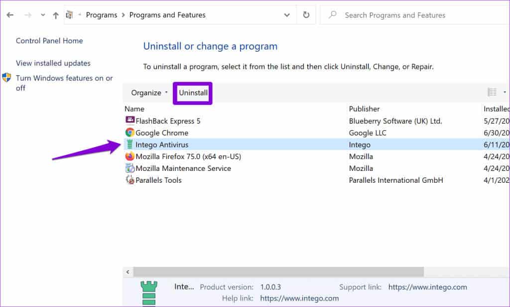 Uninstall-Antivirus-Program-From-Windows-1024x618-1 أفضل 9 إصلاحات لخطأ "شيء ما لم يسير كما هو مخطط له" في Windows 11