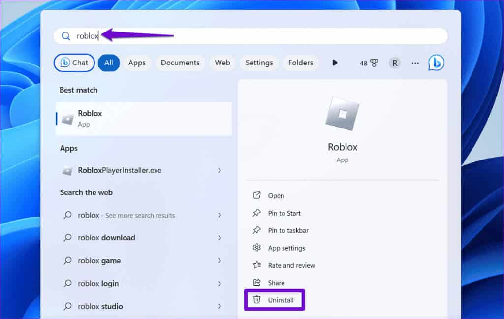 Uninstall-Roblox-on-Windows-1024x648-1 أفضل 7 إصلاحات لعدم تحديث Roblox على Windows