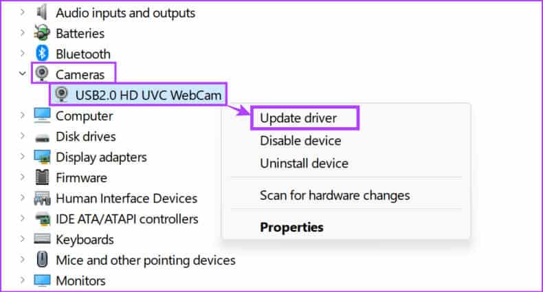 Update-Camera-driver-1 9 طرق لإصلاح إظهار الكاميرا لشاشة سوداء على Windows 11