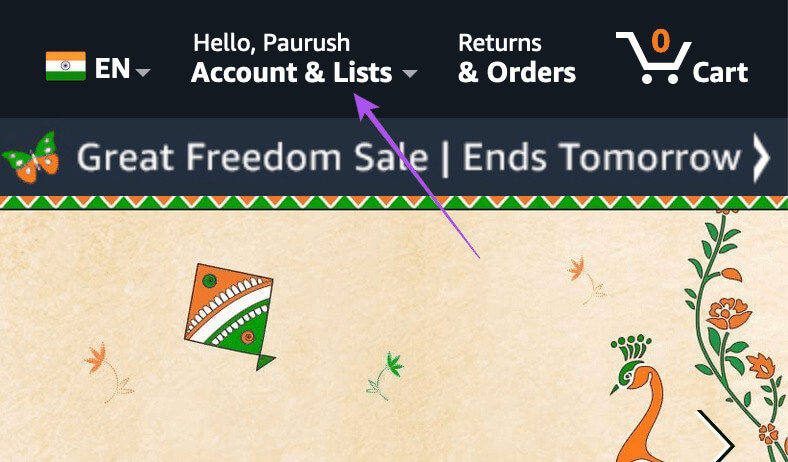 account-and-lists-amazon- أفضل 6 إصلاحات لعدم تنزيل كتب Kindle