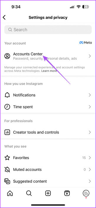 accounts-centre-settings-instagram-475x1024-1 أفضل 5 إصلاحات لعدم عمل السحب للرد في رسائل Instagram