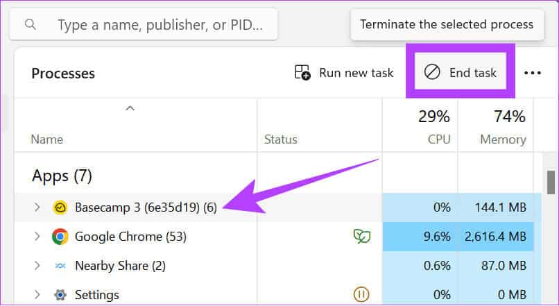 choose-the-application-and-then-select-End-task 9 طرق لإصلاح رمز خطأ Microsoft Office 147-0