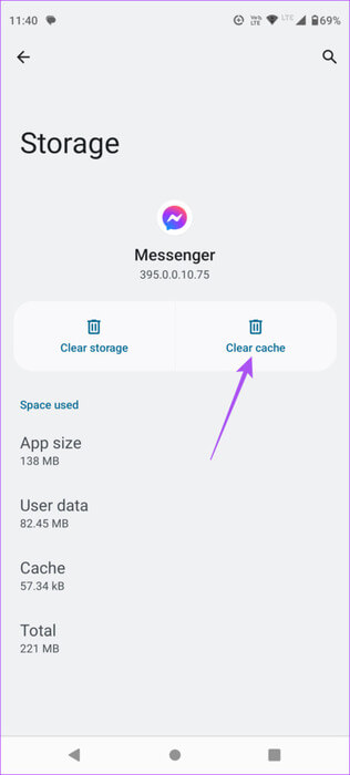 clear-cache-facebook-messenger-android-462x1024-1 أفضل 6 إصلاحات لعدم عمل ردود الفعل في Facebook Messenger