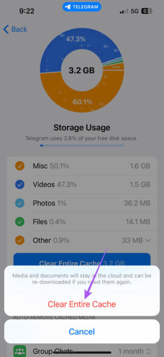 clear-cache-from-telegram-app-mobile-473x1024-1-e1703089493466 أفضل 6 إصلاحات لاستمرار Telegram في تسجيل الخروج على الهاتف المحمول وسطح المكتب