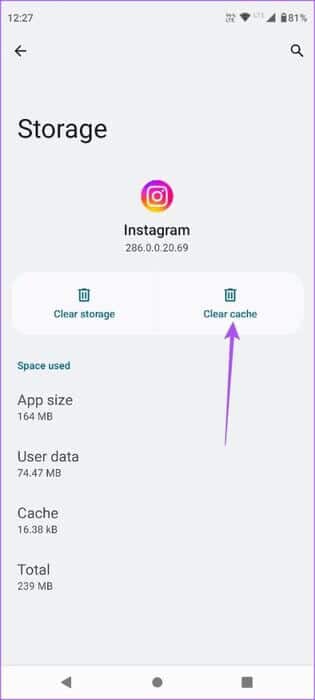 clear-cache-instagram-android-461x1024-1 أفضل 5 إصلاحات لعدم عمل السحب للرد في رسائل Instagram