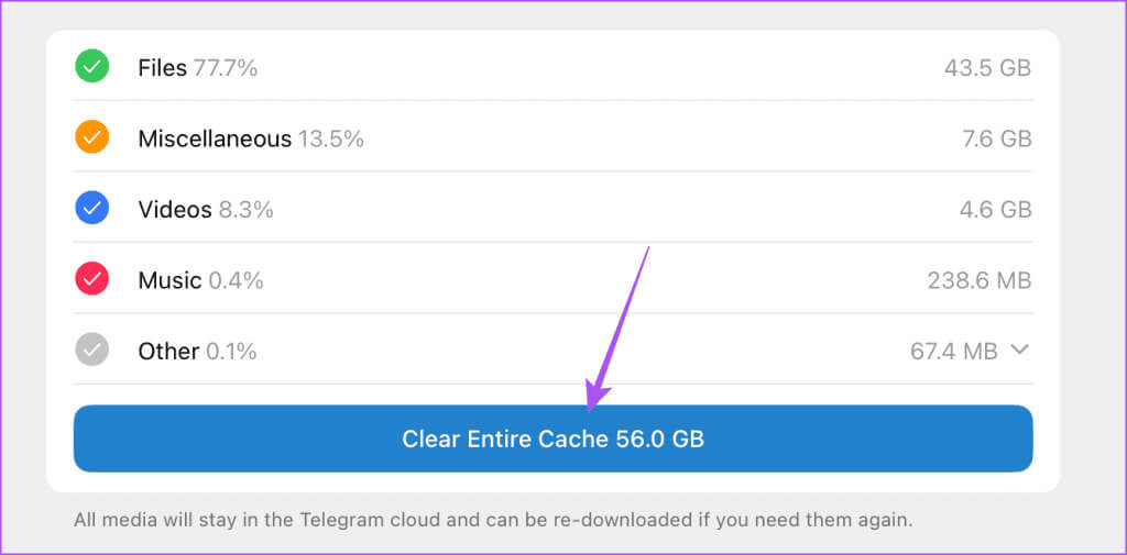clear-entire-cache-telegram-desktop-1024x505-1 أفضل 6 إصلاحات لاستمرار Telegram في تسجيل الخروج على الهاتف المحمول وسطح المكتب