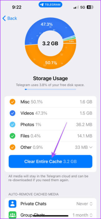 clear-entire-cache-telegram-mobile-475x1024-1-e1703089480239 أفضل 6 إصلاحات لاستمرار Telegram في تسجيل الخروج على الهاتف المحمول وسطح المكتب