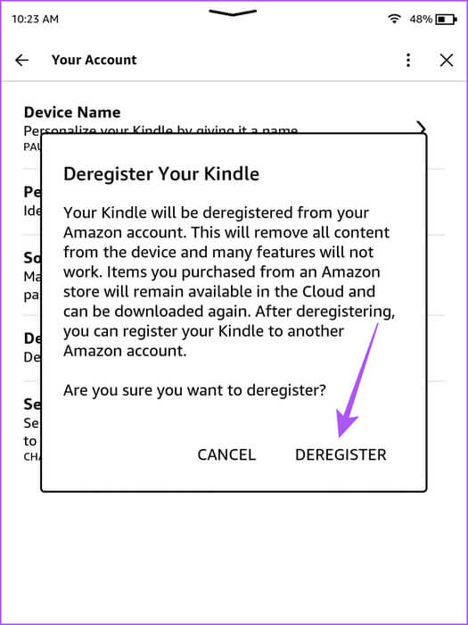 deregister-your-kindle-from-amazon-account-768x1024-1 أفضل 6 إصلاحات لعدم تنزيل كتب Kindle