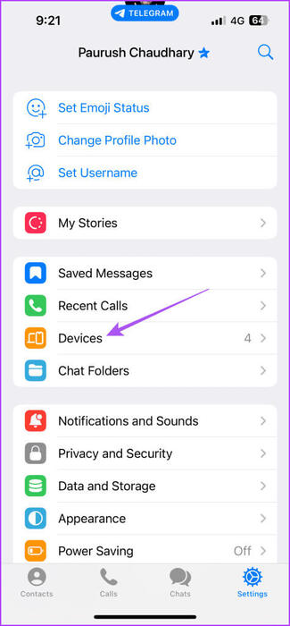 devices-settings-telegram-475x1024-1 أفضل 6 إصلاحات لاستمرار Telegram في تسجيل الخروج على الهاتف المحمول وسطح المكتب