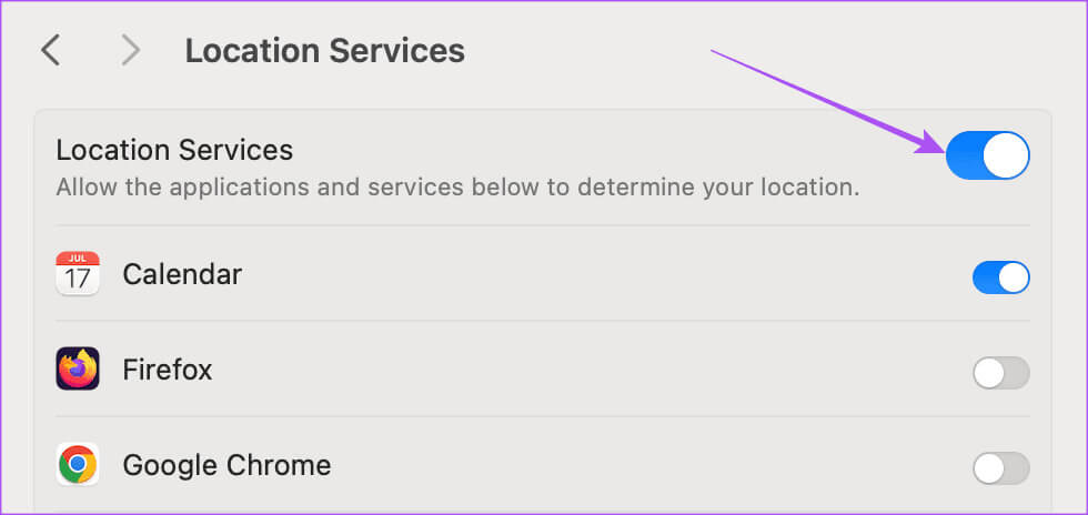 enable-location-services-on-mac أفضل 5 إصلاحات لعدم تحديث أداة الطقس على Mac