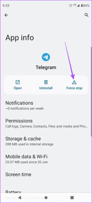 force-stop-telegram-android-2-463x1024-1-e1703424627598 أفضل 7 إصلاحات لعدم عمل Telegram على بيانات الهاتف المحمول