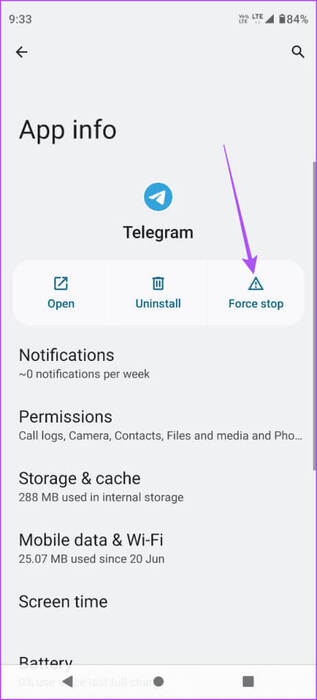force-stop-telegram-android-2-463x1024-2 أفضل 6 إصلاحات لاستمرار Telegram في تسجيل الخروج على الهاتف المحمول وسطح المكتب