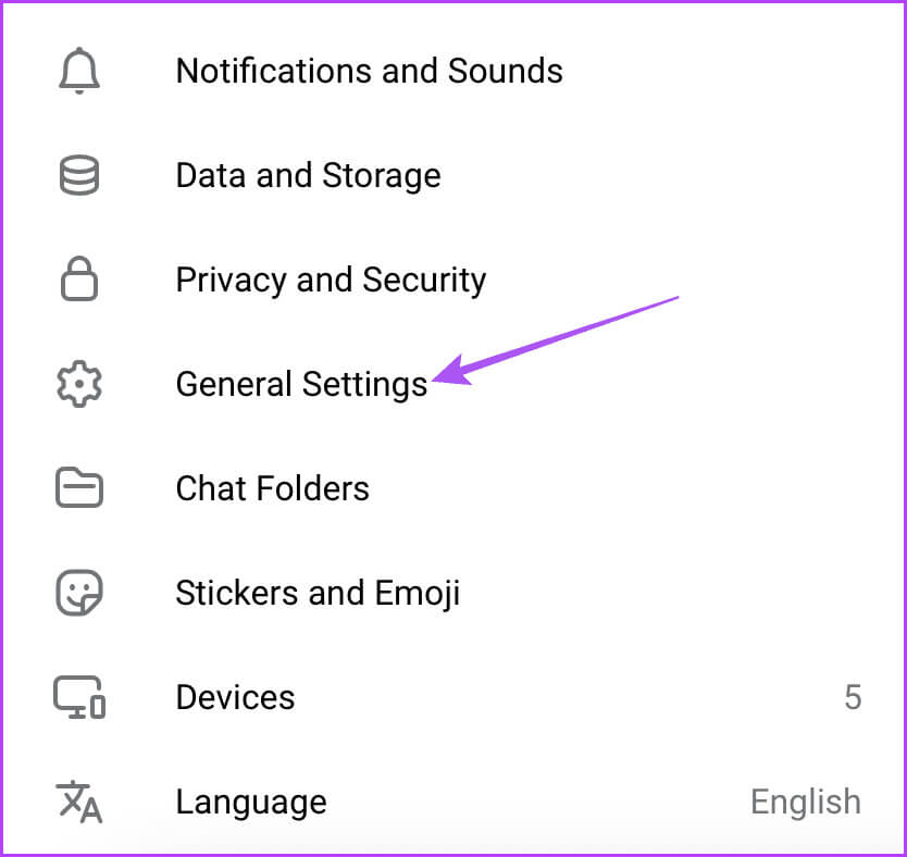 general-settings-telegram-web كيفية جدولة الوضع المظلم على Telegram على الهاتف المحمول وسطح المكتب