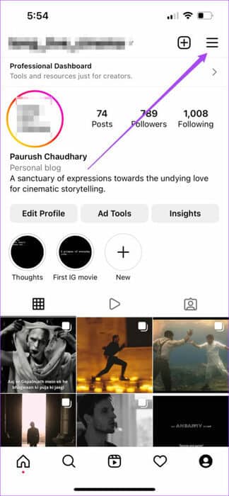 hamburger-menu-icon-instagram-profile-iphone-474x1024-1 أفضل 5 إصلاحات لعدم عمل السحب للرد في رسائل Instagram